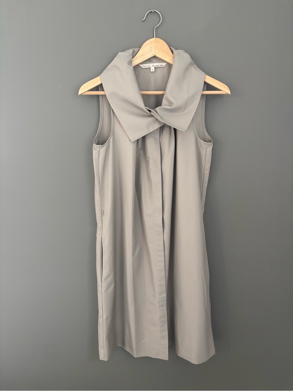 Rachel Roy Sleeveless Taupe Bow-Collar Dress | Size 4